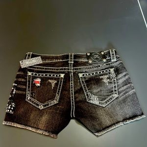 Studded Rocker Black Denim Shorts